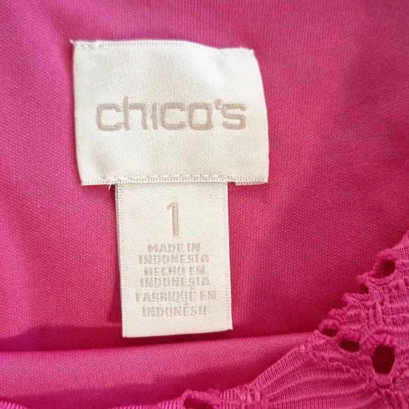 Chico's europa Pink Lace Dress Sz 1 Medium *box 2 - Picture 7 of 8